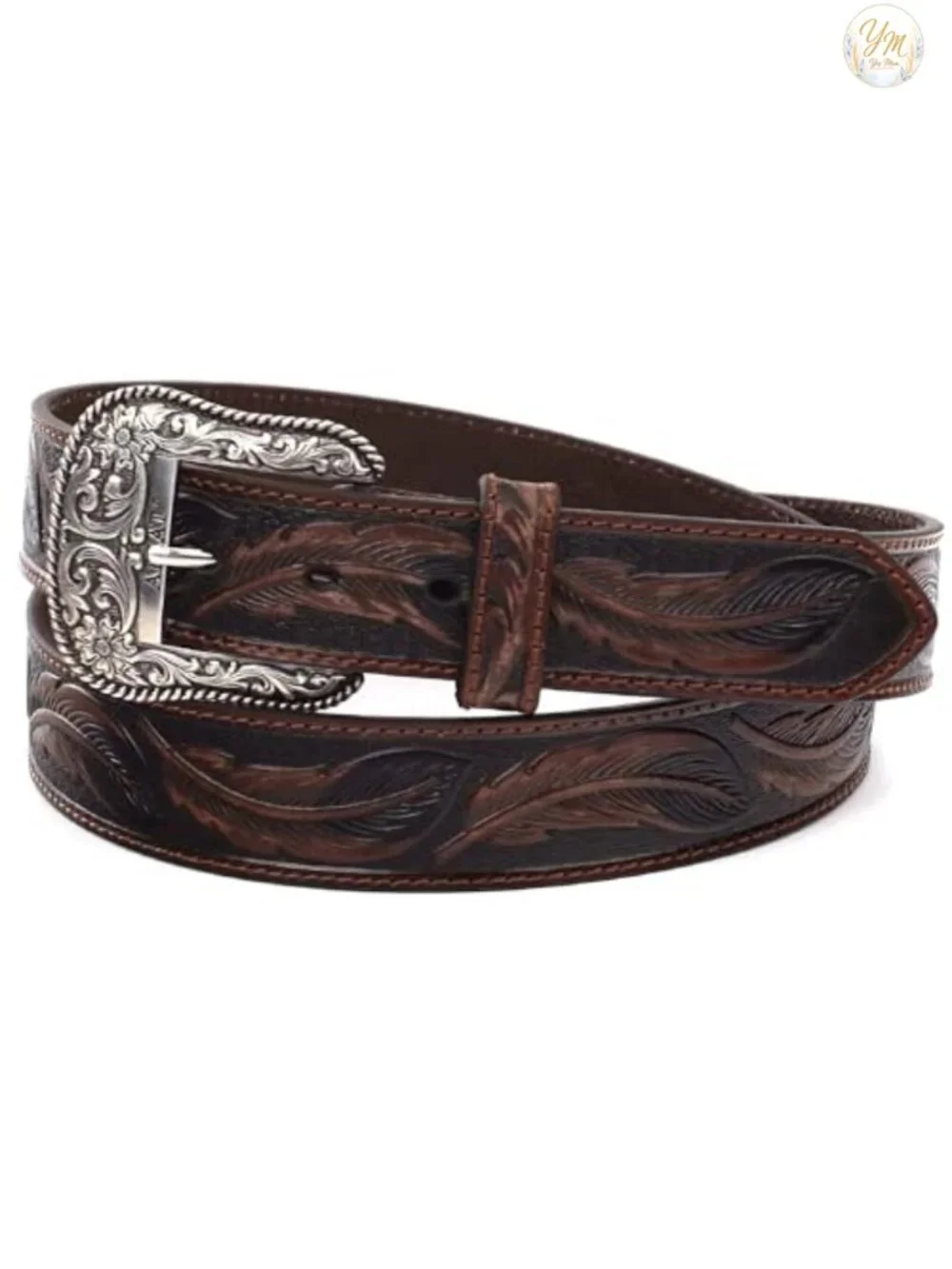 Genuine Leather Western Belt with Exchangeable Buckle